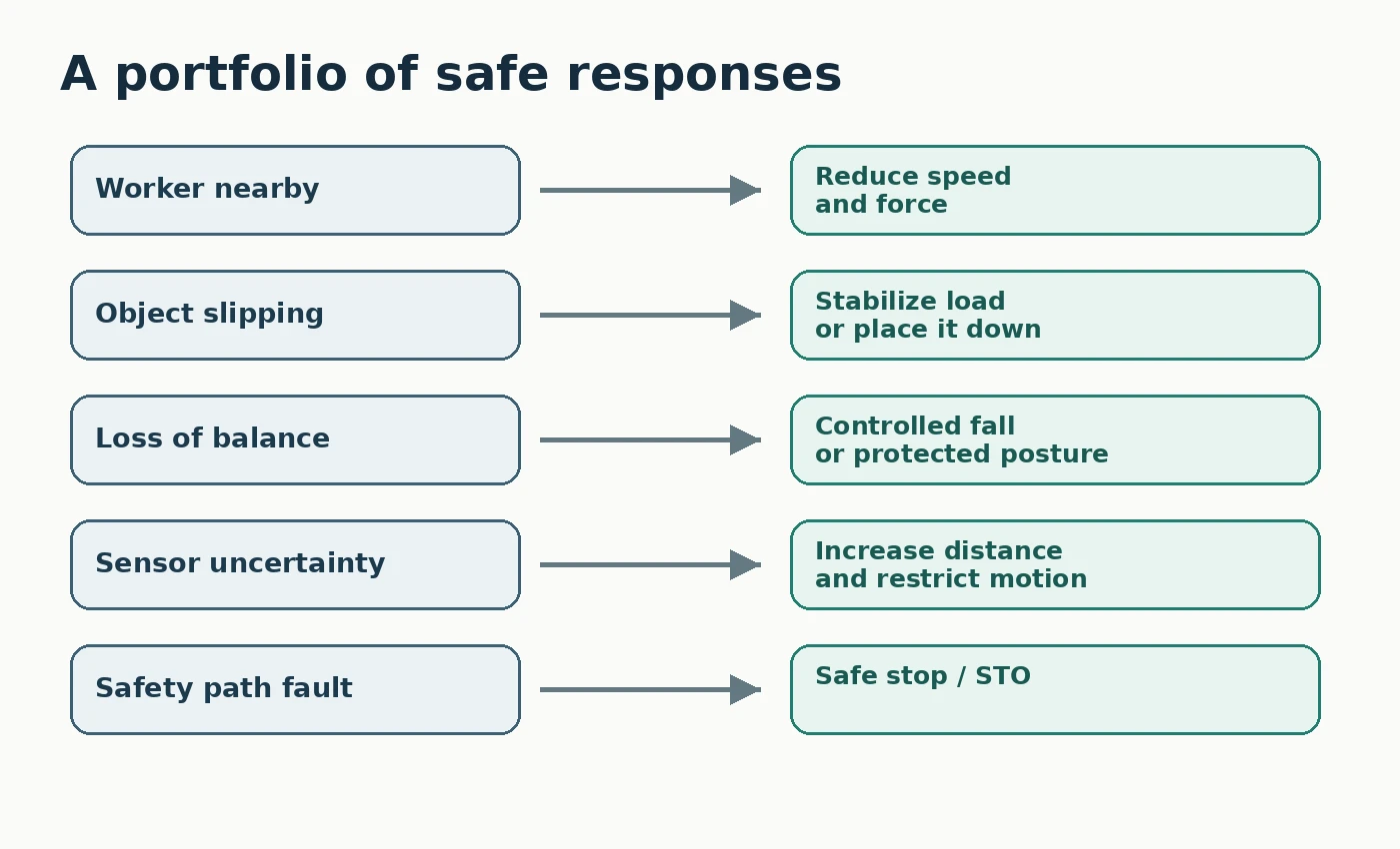 Five situations mapped to different validated safety responses