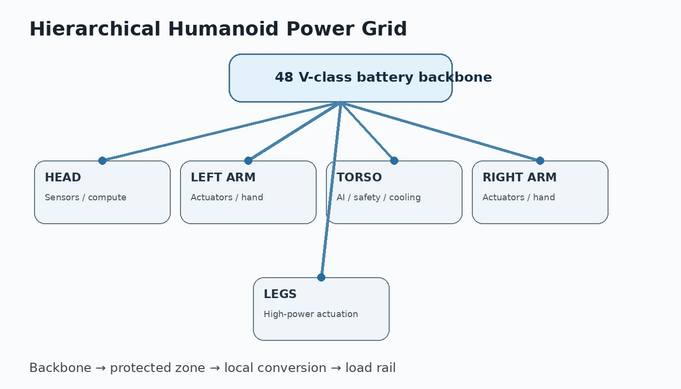 Hierarchical humanoid power grid