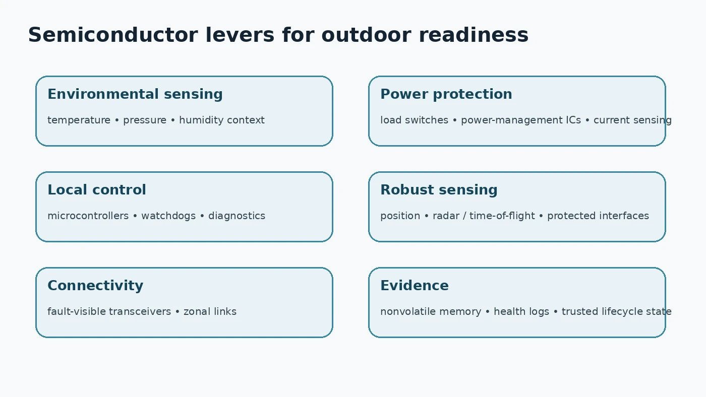 Semiconductor architecture for outdoor humanoid robustness