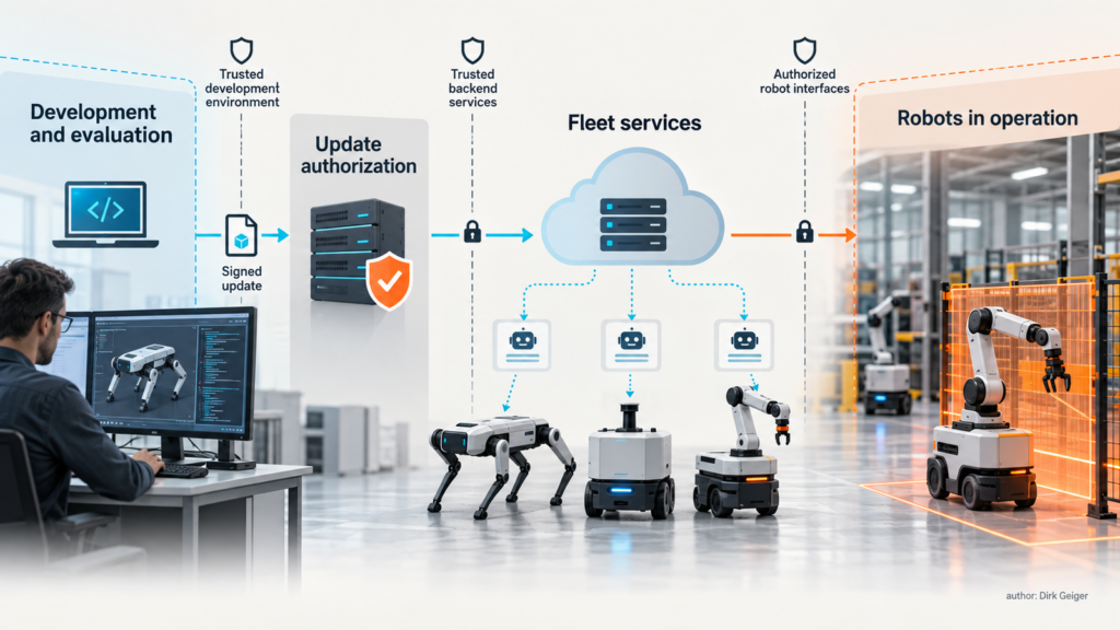 Fleet services and local robot protection share an explicit trust model.