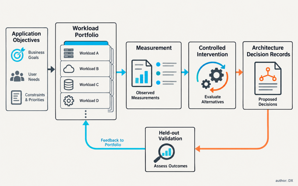 Evidence chain connecting applications, traces and design choices
